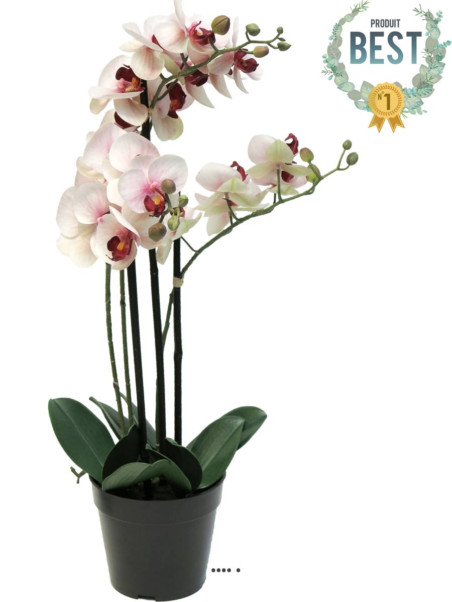 artificielles Orchidée Phalaenopsis artificielle en pot 3 hampes artificielles Orchidée Phalaenopsis artificielle en pot 3 hampes