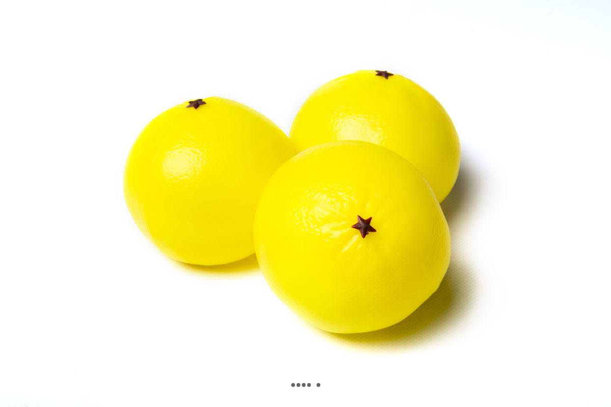 artificielles Pamplemousse artificiel en lot de 3 en Plastique soufflé D 100 mm