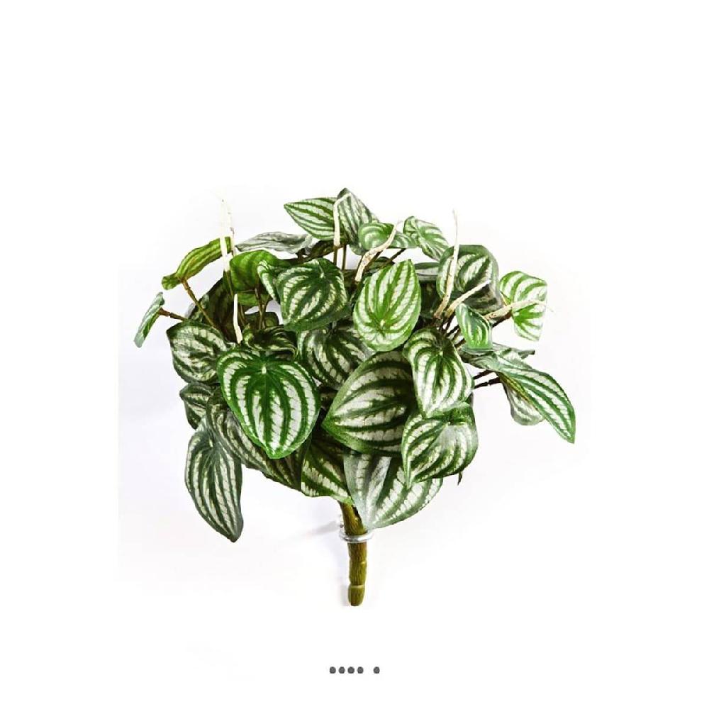 artificielles Peperomia artificiel Vert Blanc 30 cm 52 feuilles en piquet