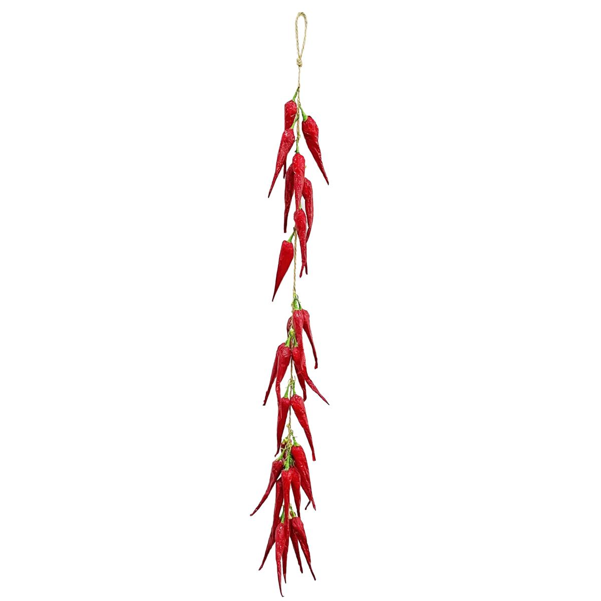 artificielles Piment d'espelette en guirlande Longueur 52 cm 16 piments rouges 1 cm