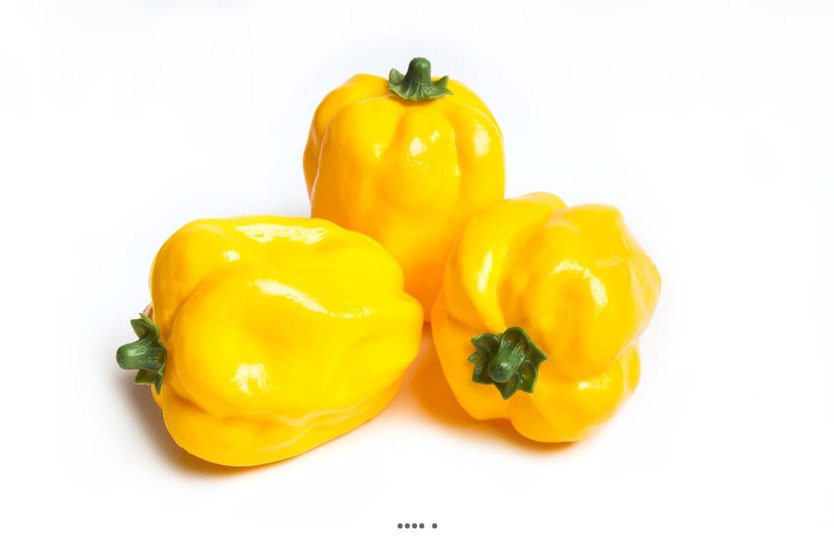 artificielles Poivron Jaune artificiel en lot de 3 en Plastique soufflé H 110x85 mm