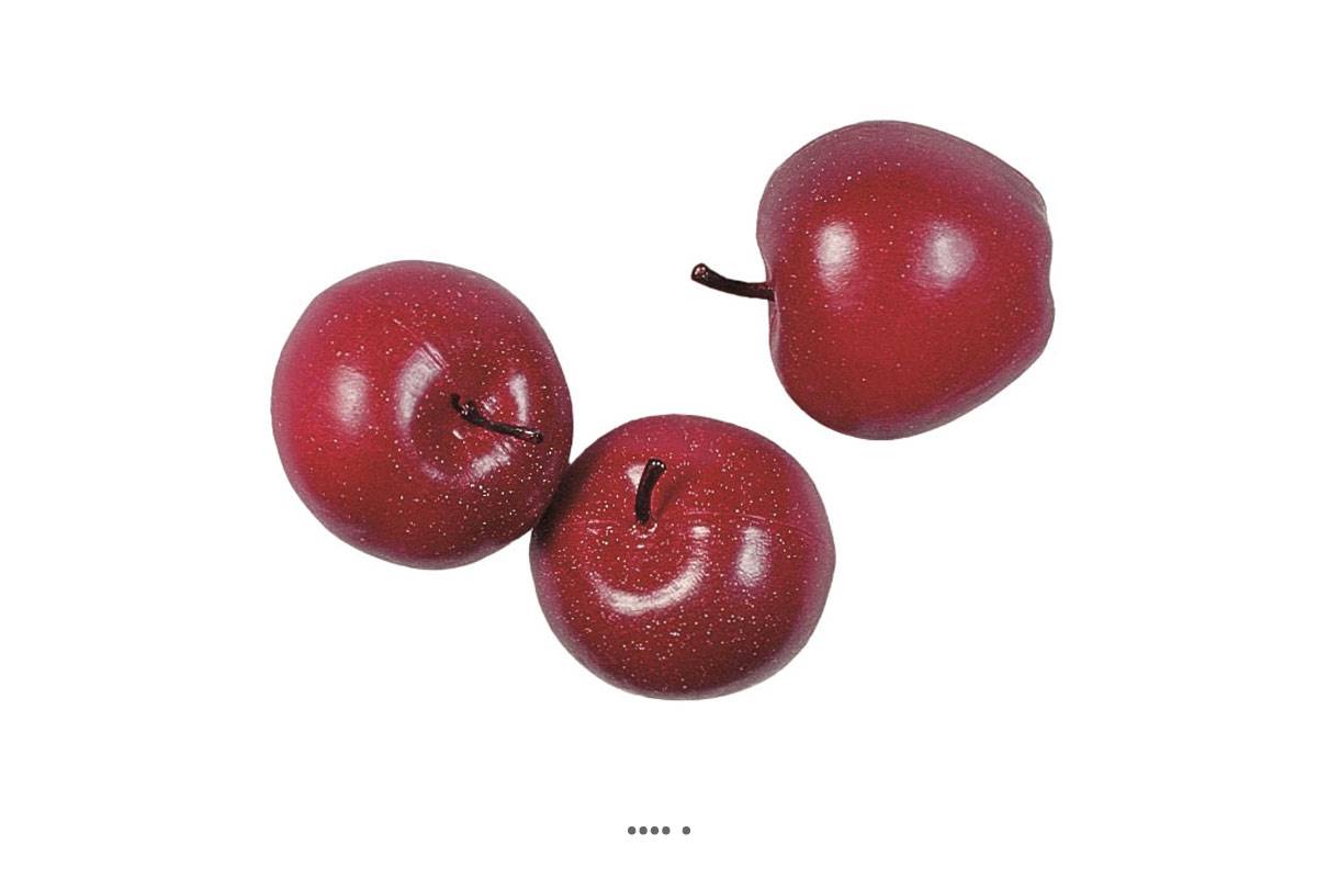 artificielles Pomme artificielle moyenne Rouge X 3 en Plastique soufflé H 65x75 mm