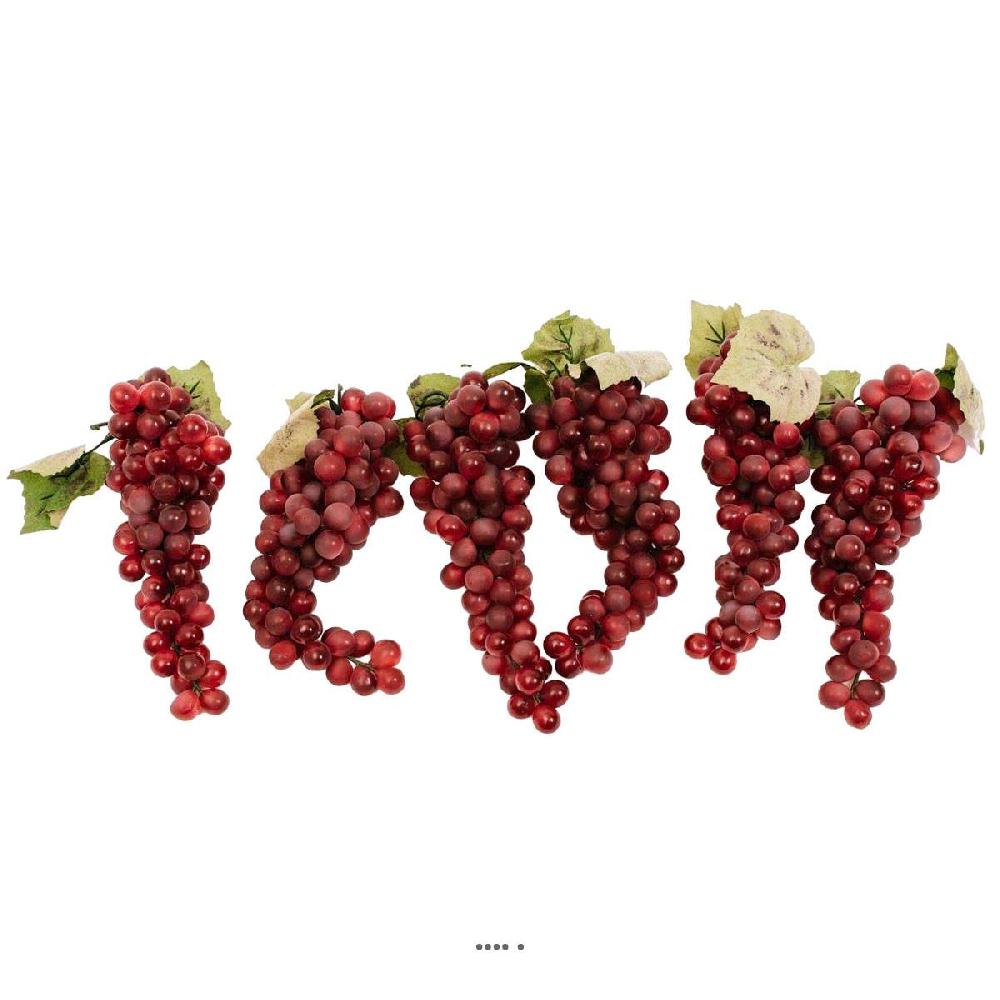 artificielles Raisin Rouge artificiel 90 grains X 6 en Plastique soufflé L 28 cm