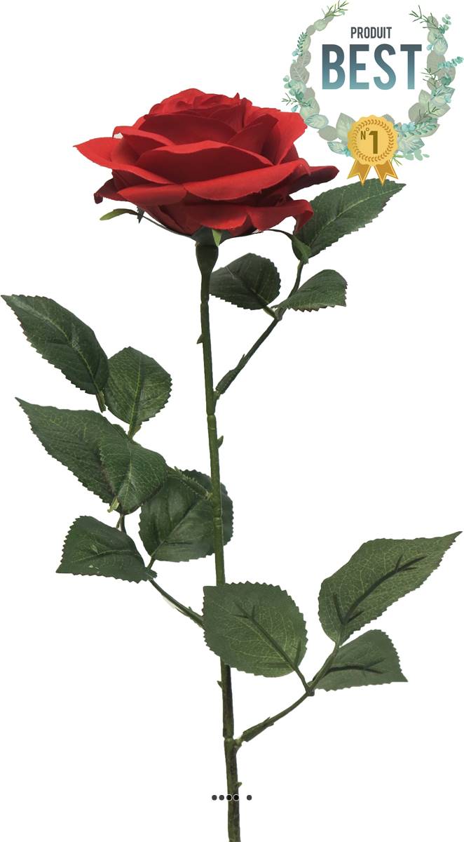 artificielles Rose artificielle Paris H 64 cm Superbe tete D 9 cm 12 feuilles en tissu