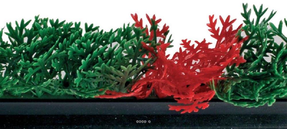artificielles Separateur barrette Feuillage plastique Cypres Vert-Rouge L 75 cm socle Noir