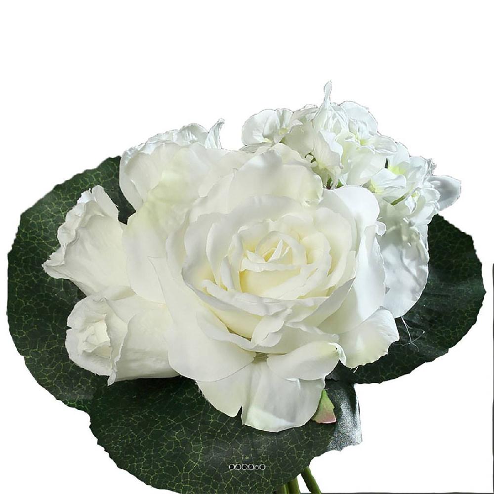 artificielles Superbe Bouquet varié de 3 Roses et pivoine artificielles avec feuillage du site Artificielles.com