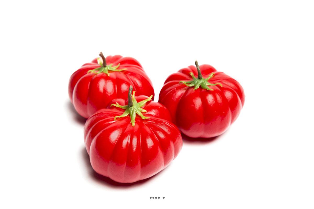 artificielles Tomate Cœur de bœuf et feuilles X 3 Plastique soufflé D 80x65 mm