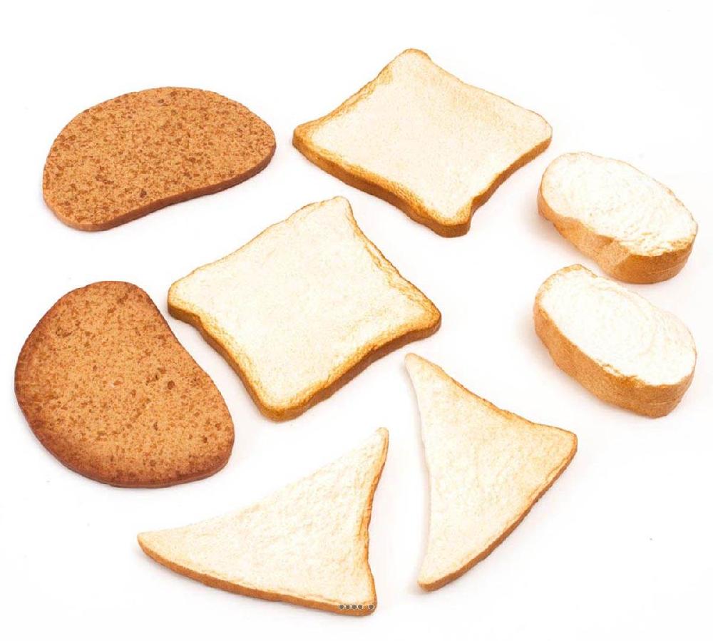 artificielles Tranches de pains artificiels assortis en lot de 8 en Plastique soufflé