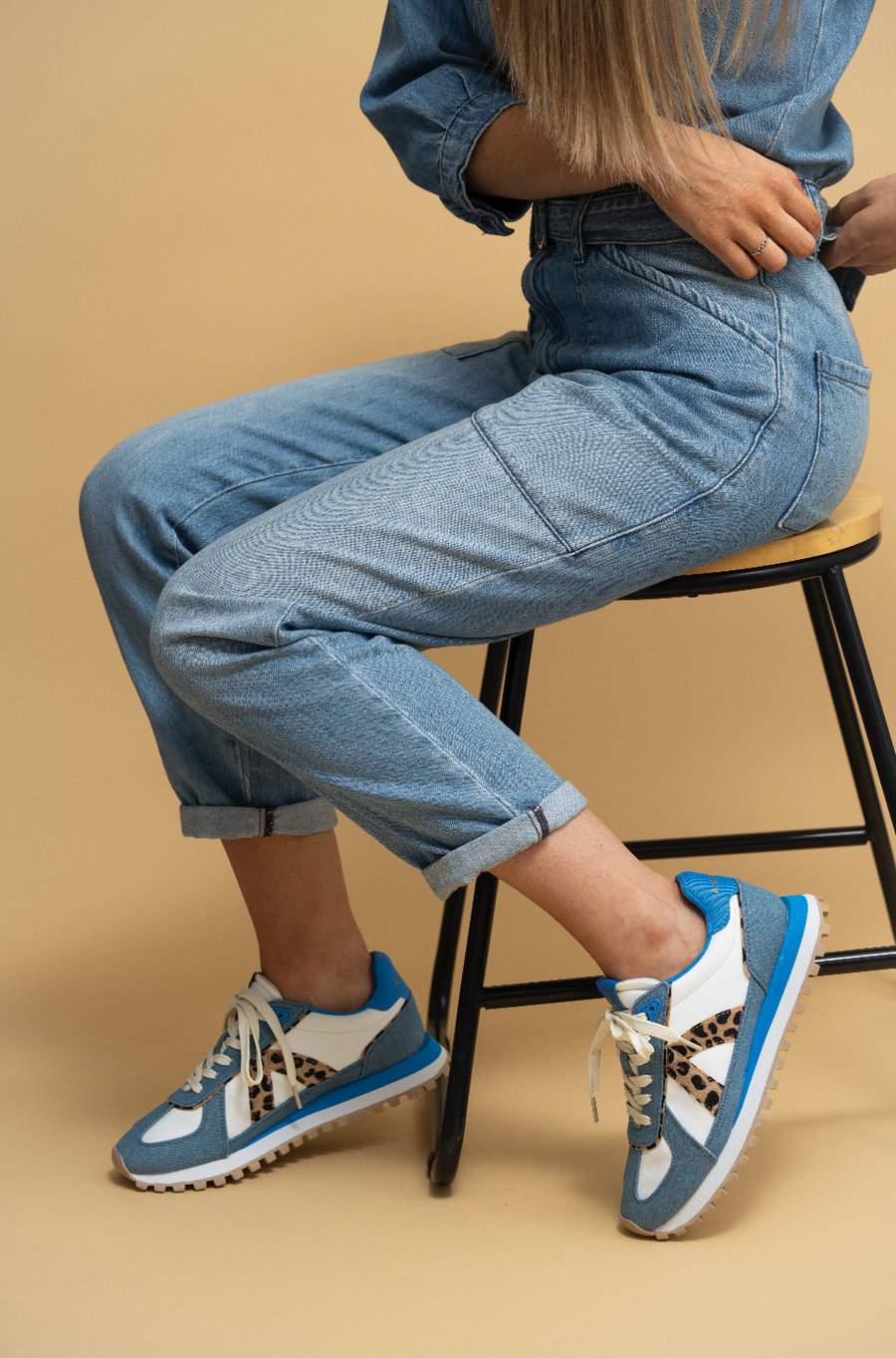 Asfvlt Sneakers GATE DENIM/LEOPARD PONY-HAIR/TAN