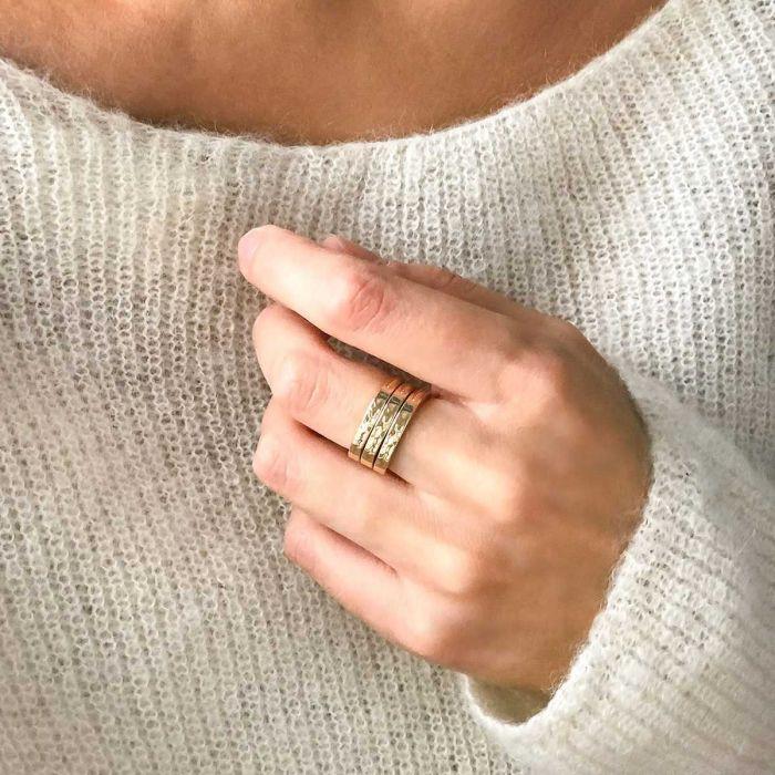 Atelier De Famille Trio De Bagues N°4 Plaqué Or