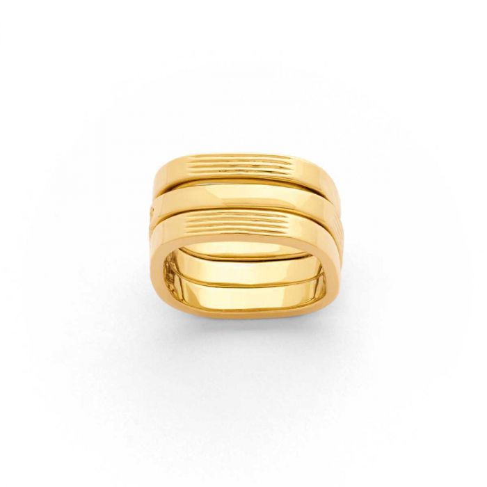 atelier de famille Trio de Bagues N°4 plaqué Or