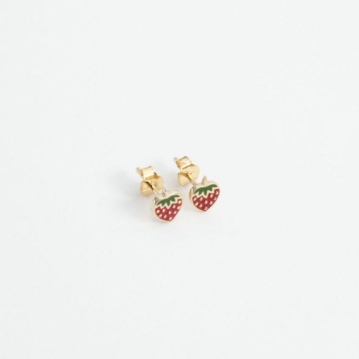 Atelier De Famille Boucles D'oreilles Fraise Plaqué Or