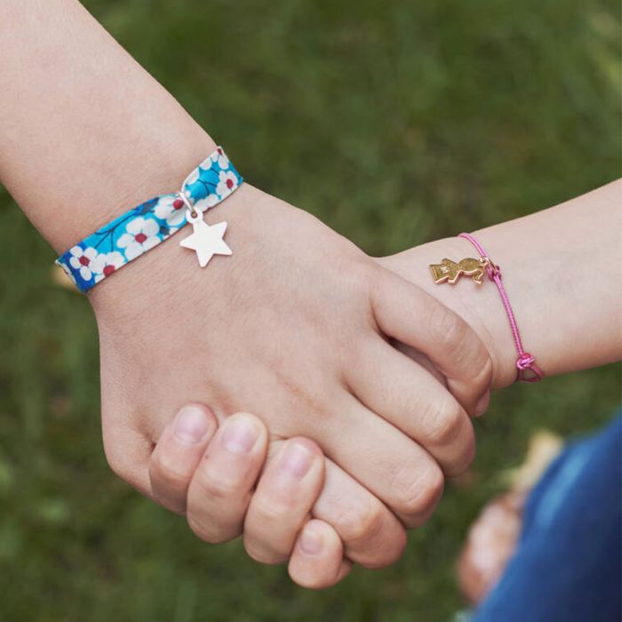 Atelier De Famille Bracelet 1 Mini Breloque Sur Lien Liberty Argent Massif (gravure Manuelle)