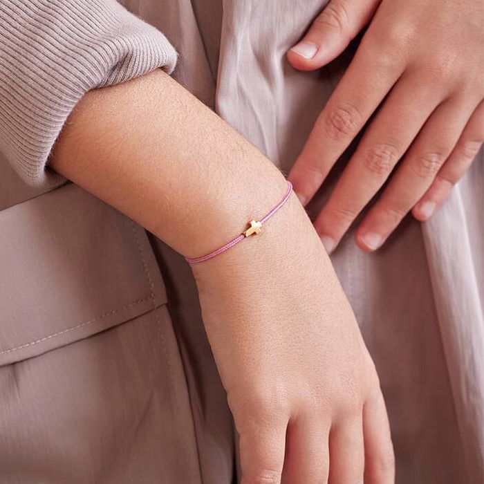 Atelier De Famille Bracelet Croix 3D Sur Lien Coton