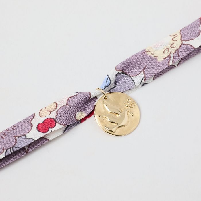 Atelier De Famille Bracelet Gris-gris Colombe Sur Ruban Liberty