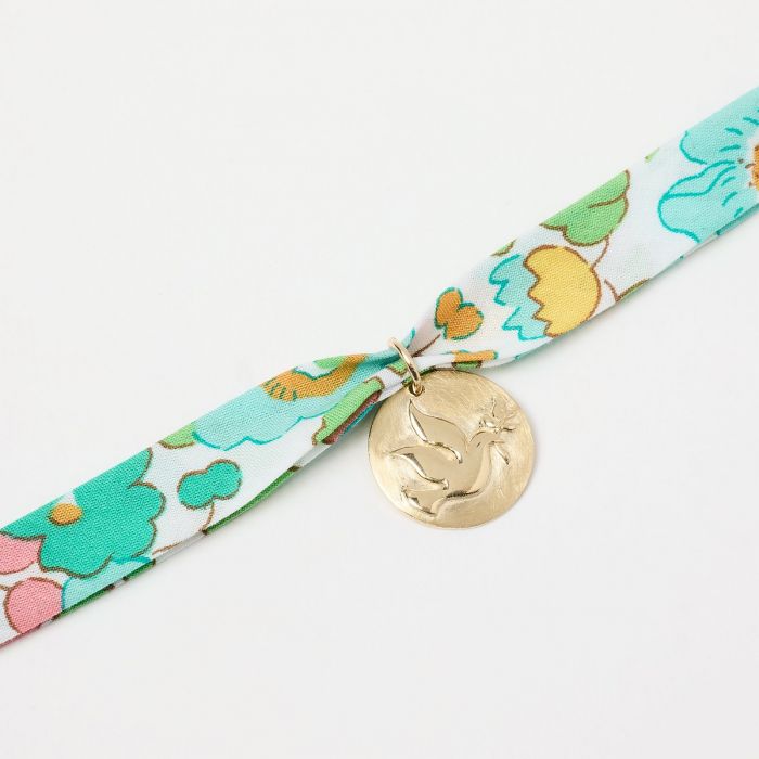 Atelier De Famille Bracelet Gris-gris Colombe Sur Ruban Liberty