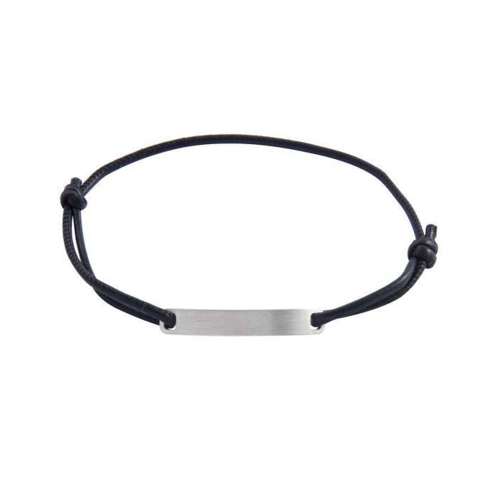 Atelier De Famille Bracelet Homme Plaque Argent Brossé Simili Cuir (gravure Joaillier)