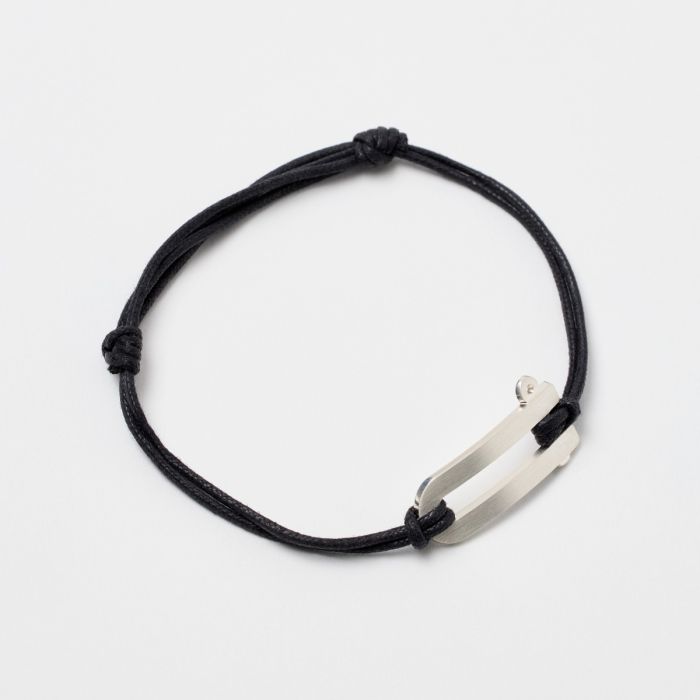Atelier De Famille Bracelet Manille Pour Homme Sur Coton Ciré Argent Massif