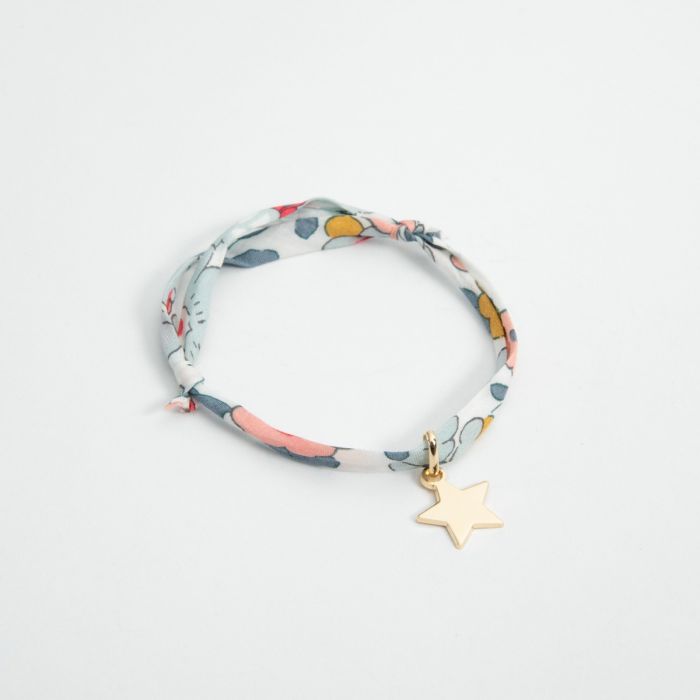 atelier de famille Bracelet mini breloque Plaqué or sur cordon liberty (gravure manuelle)