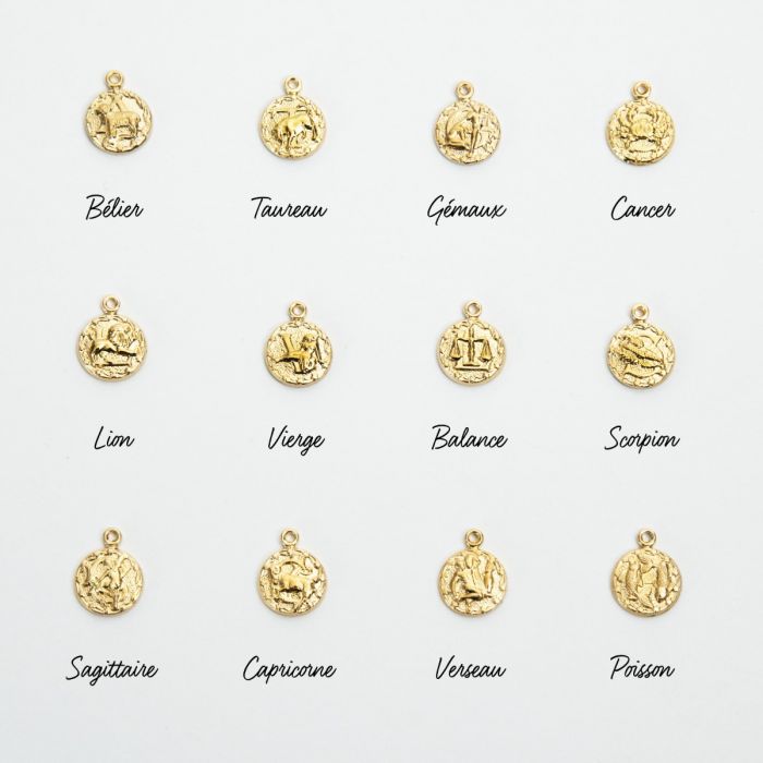 Atelier De Famille Bracelet Mini Zodiaque Plaqué Or Sur Cordon Liberty (gravure Manuelle)