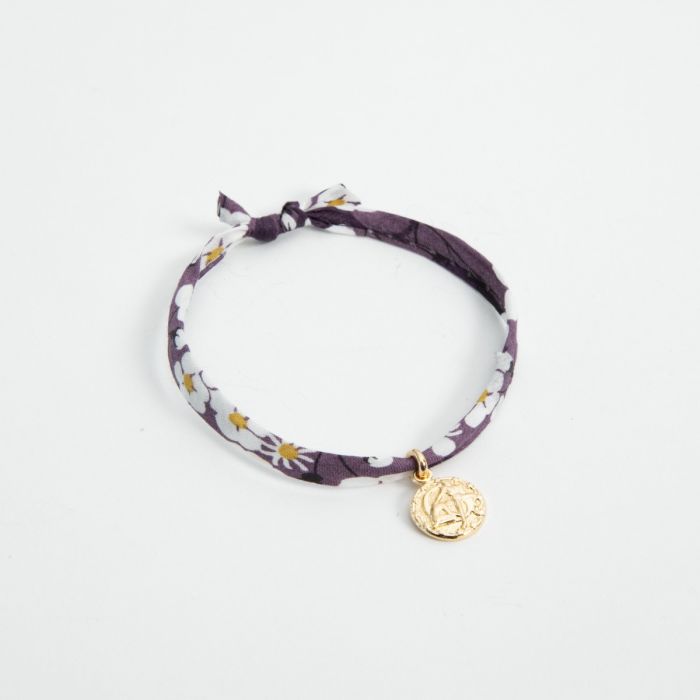atelier de famille Bracelet mini zodiaque Plaqué or sur cordon liberty (gravure manuelle)