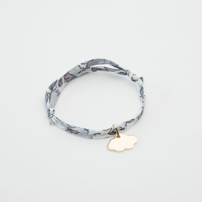 Atelier De Famille Bracelet Petit Nuage Plaqué Or Cordon Liberty (gravure Manuelle)