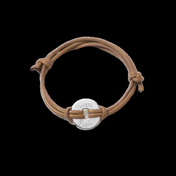 atelier de famille Bracelet petite cible pour homme sur lien coton ciré (gravure manuelle)