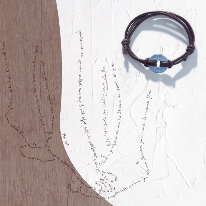 Atelier De Famille Bracelet Petite Cible Pour Homme Sur Lien Simili Cuir (gravure Manuelle)