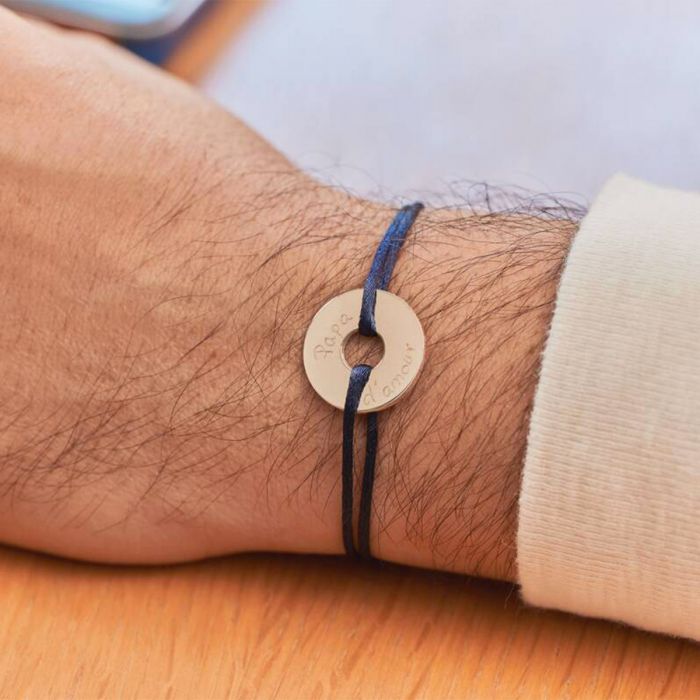 Atelier De Famille Bracelet Petite Cible Sur Lien Satin (gravure Manuelle)