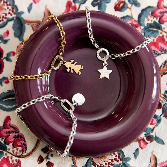Atelier De Famille Bracelet Smile Sur Chaîne Maillons Ronds Et Mini Breloque Argent