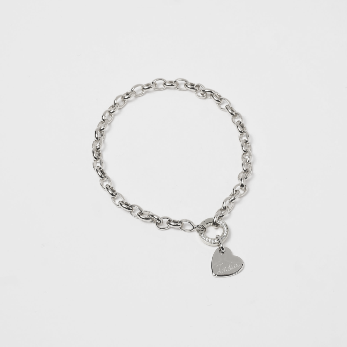 atelier de famille Bracelet Smile sur chaîne maillons ronds et mini breloque Argent