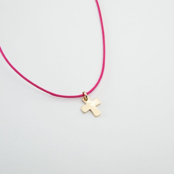 atelier de famille Collier 1 breloque sur lien satin plaqué Or (gravure joaillier)