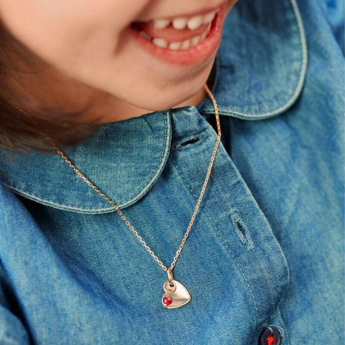 Atelier De Famille Collier 1 Mini Breloque Et Pierres Semi-précieuses Plaqué Or