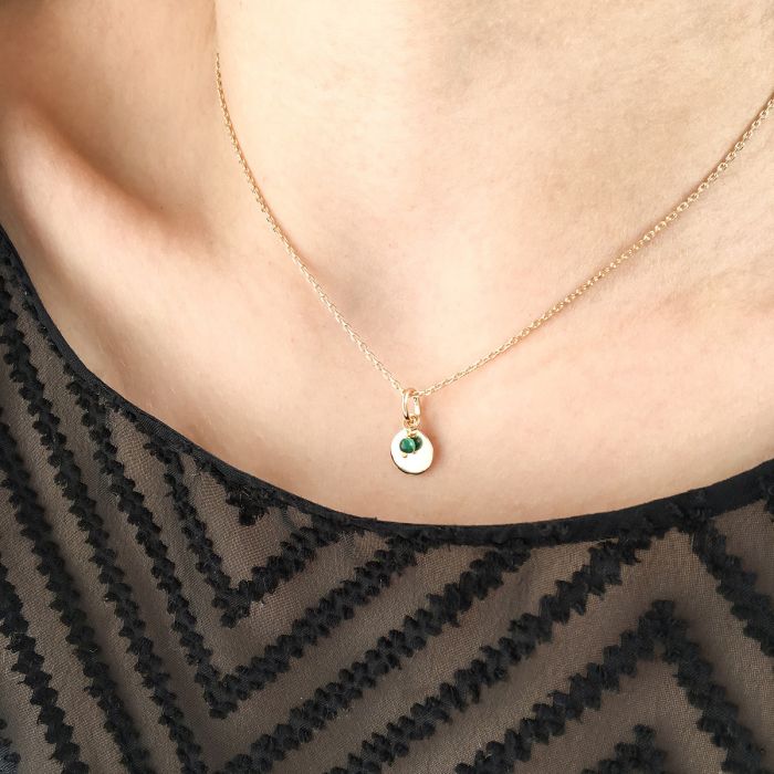 Atelier De Famille Collier 1 Mini Breloque Et Pierres Semi-précieuses Plaqué Or