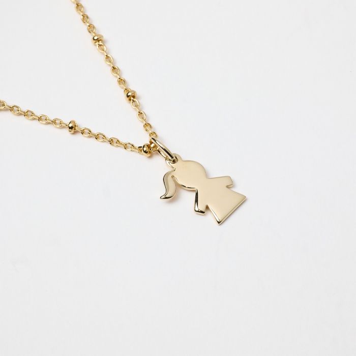 Atelier De Famille Collier 1 Mini Breloque Sur Chaîne Perlée Plaqué Or