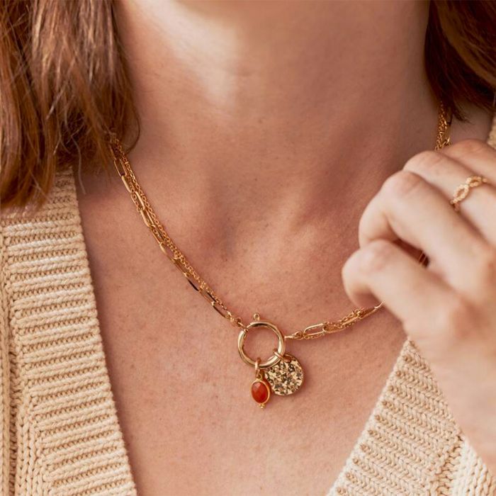 atelier de famille Collier Artémis pierre baroque et breloque en option