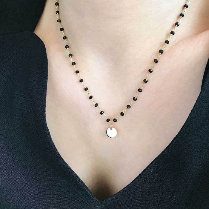 Atelier De Famille Collier Chaîne Petites Pierres Fines Et Mini Breloque Plaqué Or