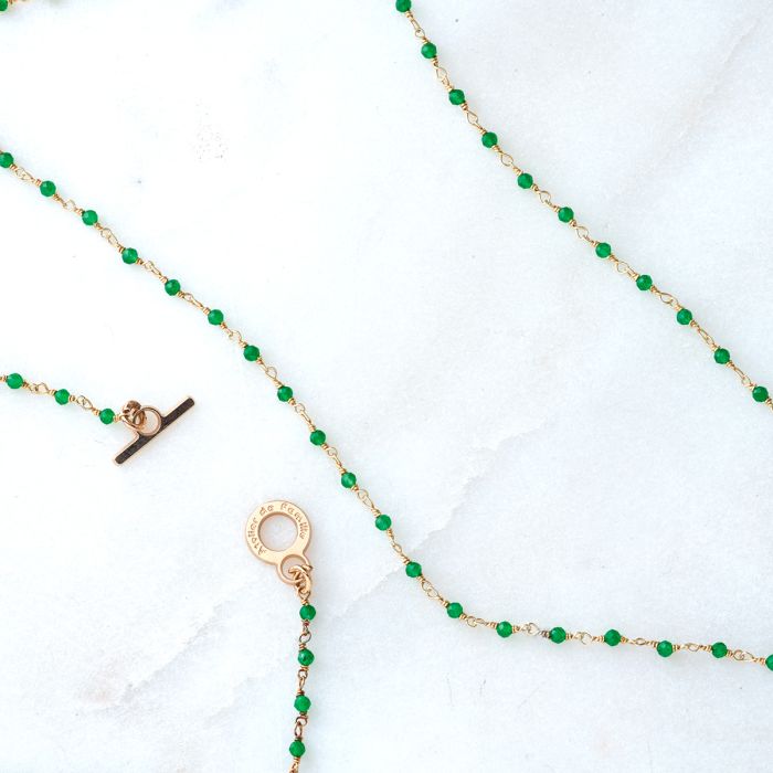 Atelier De Famille Collier Chaîne Petites Pierres Fines Et Mini Breloque Cœur Plaqué Or