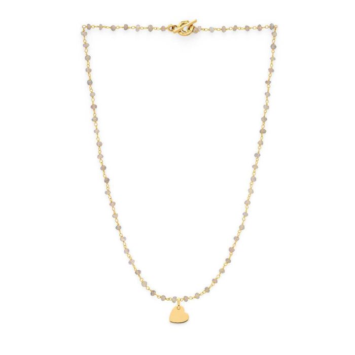 atelier de famille Collier chaîne petites pierres fines et mini breloque cœur plaqué Or