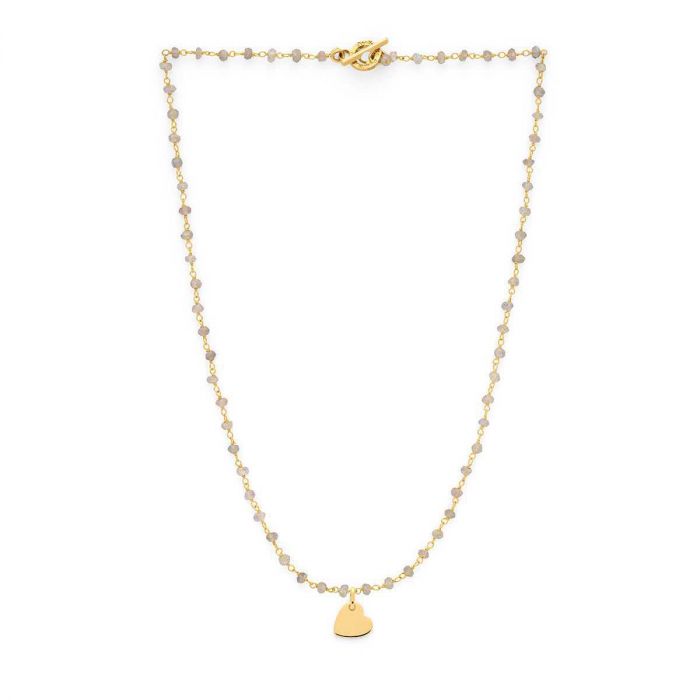 atelier de famille Collier chaîne petites pierres fines et mini breloque plaqué Or