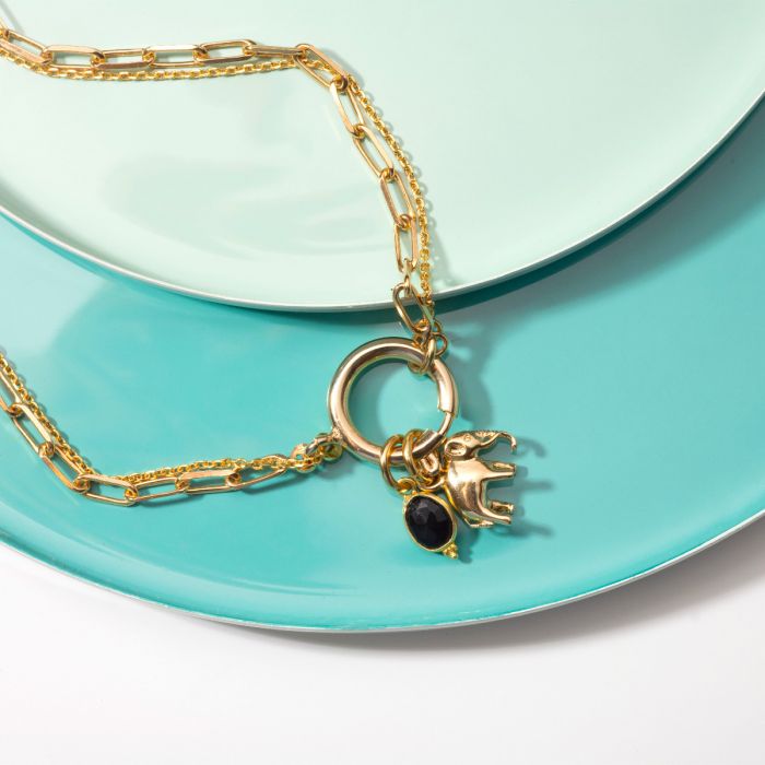 atelier de famille Collier Héra gris-gris et pierre baroque en option