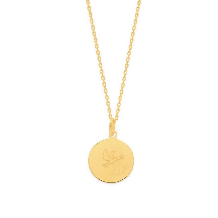 Atelier De Famille Collier Petite Médaille Colombe Sur Chaîne En Plaqué Or -1.7cm (gravure Joaillier)
