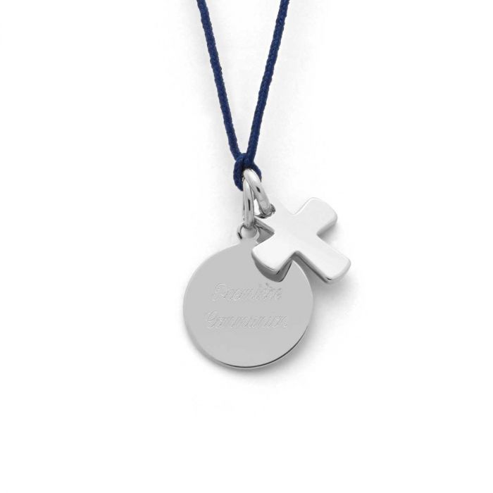 Atelier De Famille Collier Petite Médaille Plate Et Petite Croix (gravure Joaillier)