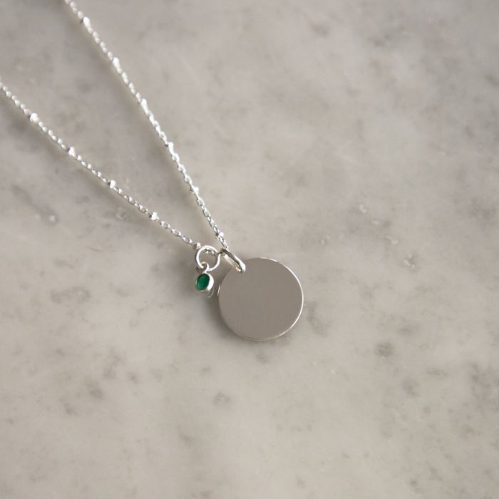 Atelier De Famille Collier Rond Plat Et Pierre De Naissance Sur Chaîne Perlée