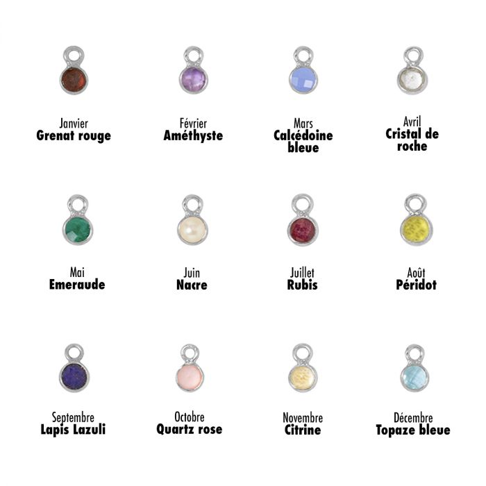 Atelier De Famille Collier Rond Plat Et Pierre De Naissance Sur Chaîne Perlée