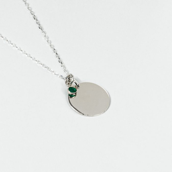 Atelier De Famille Collier Rond Plat Et Pierre De Naissance Sur Chaîne Forçat