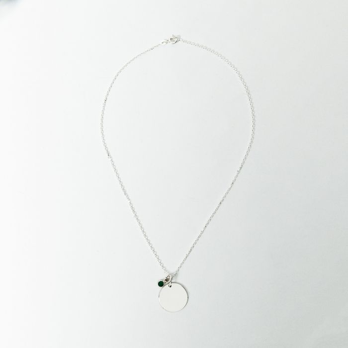 Atelier De Famille Collier Rond Plat Et Pierre De Naissance Sur Chaîne Forçat