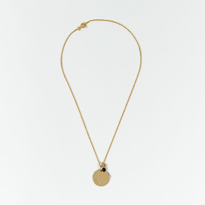 Atelier De Famille Collier Rond Plat Et Pierre De Naissance Sur Chaîne Forçat