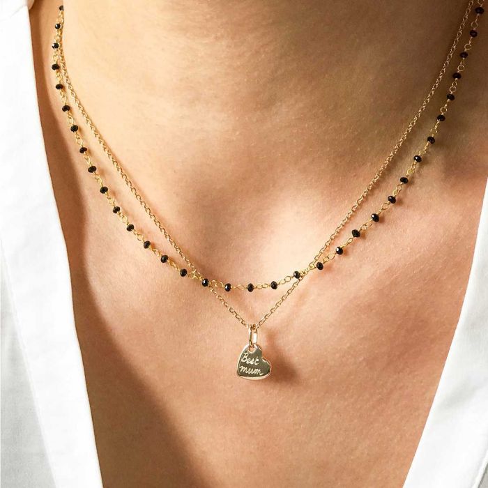 atelier de famille Double collier chaîne maille forçat et pierres fines