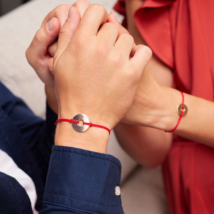 Atelier De Famille Duo De Bracelets Petite Et Mini Cible Sur Lien Satin (gravure Joaillier)